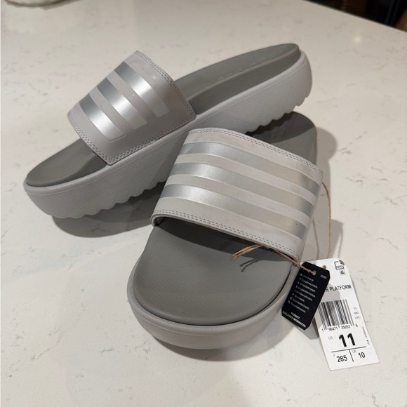 adidas Shoes - adidas Silver Slide Sandals